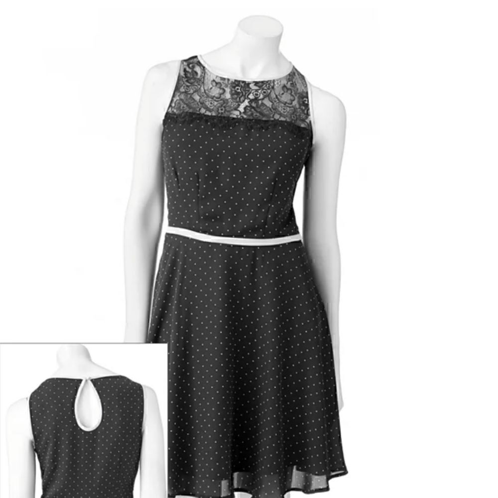 LC Lauren Conrad Polka Dot Floral Lace Dress